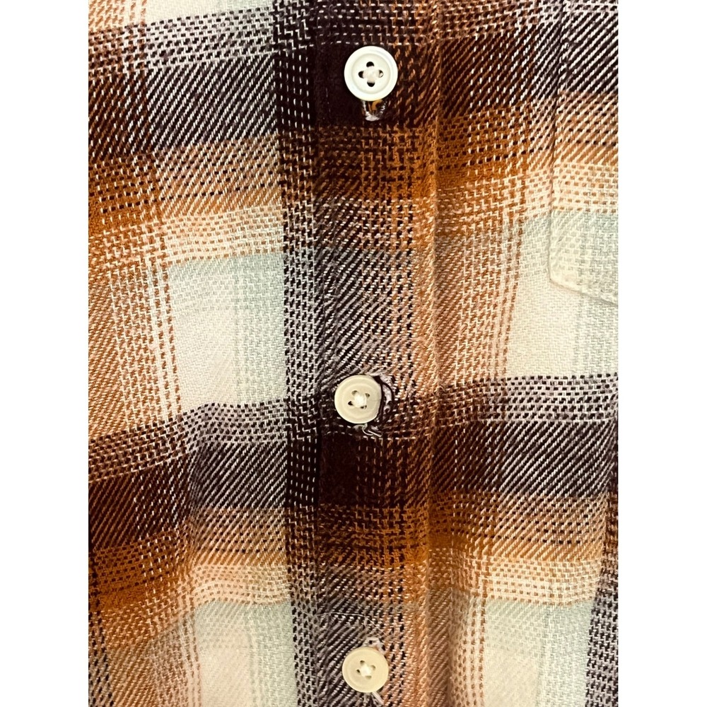 Madewell plaid flannel Button down shirt women's‎ small 100% cotton brown cream - Picture 4 of 13
